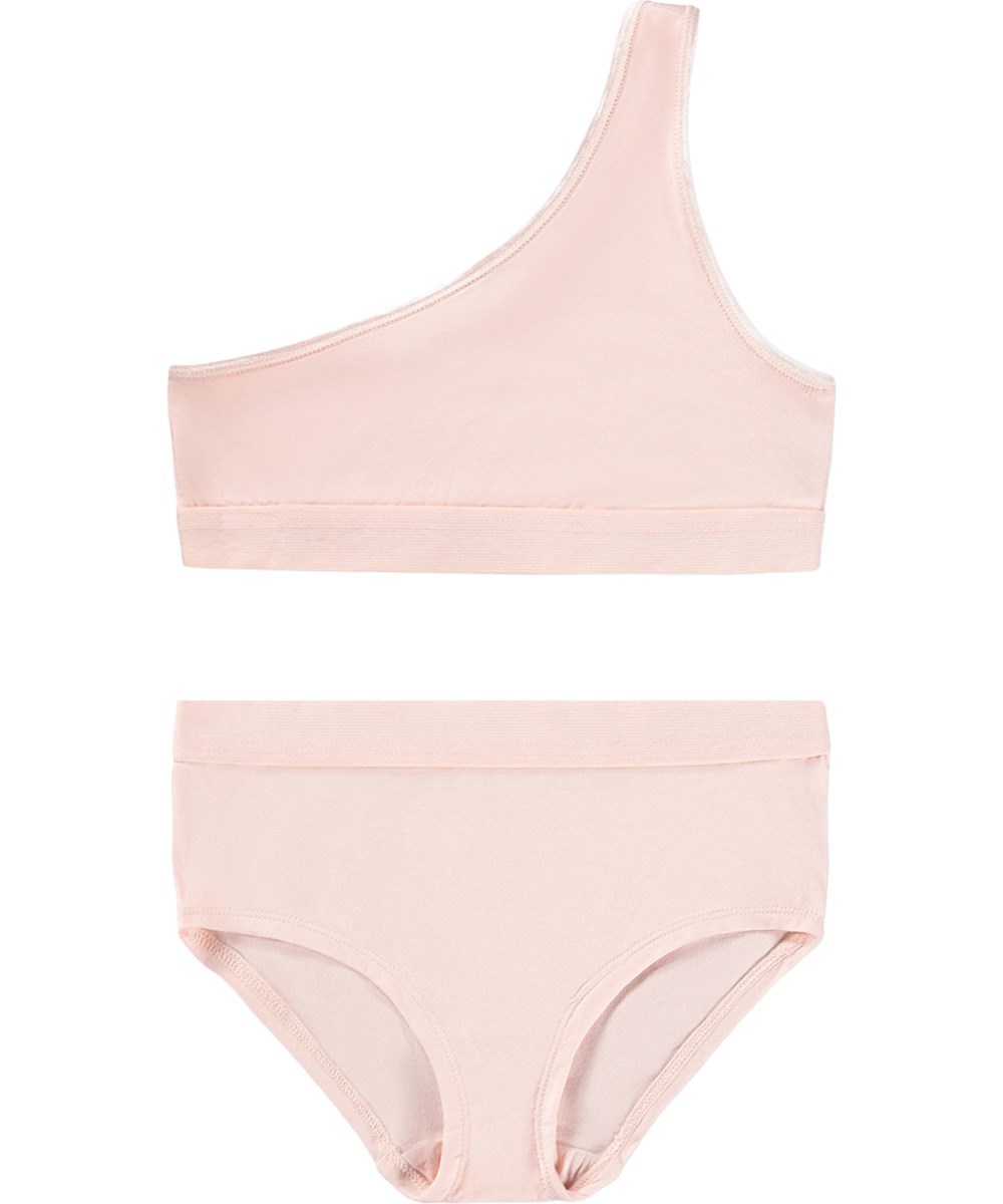 Joelle Set - Cloud Pink - Lyserødt undertøj med asymetrisk top i viskose til børn