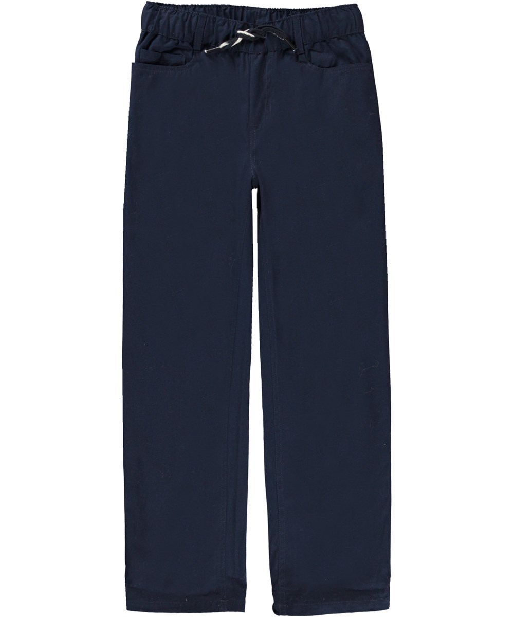 Abe - Galaxy Blue - Mörkblå byxor med elastisk midja.