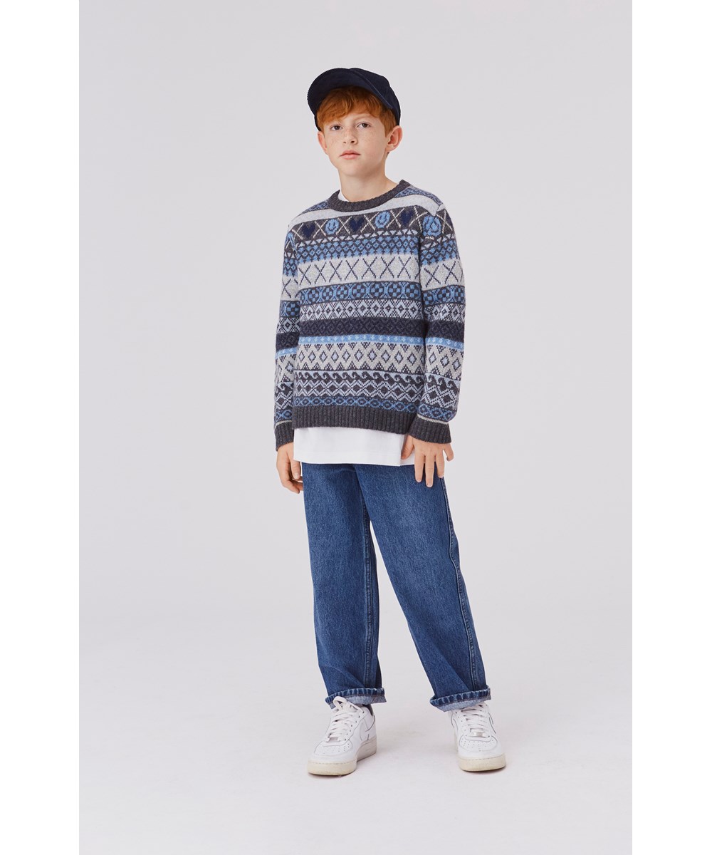 Aiden - Stone Denim - Blå breda skejtar jeans