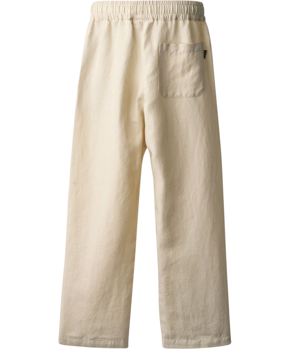 Amor - Summer Sand - Beige linnebyxor för barn med resårmidja