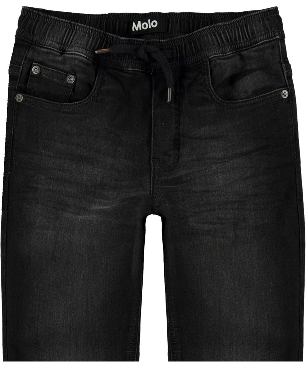 Augustino - Washed Black - Svarta lösa jeans med band i midjan