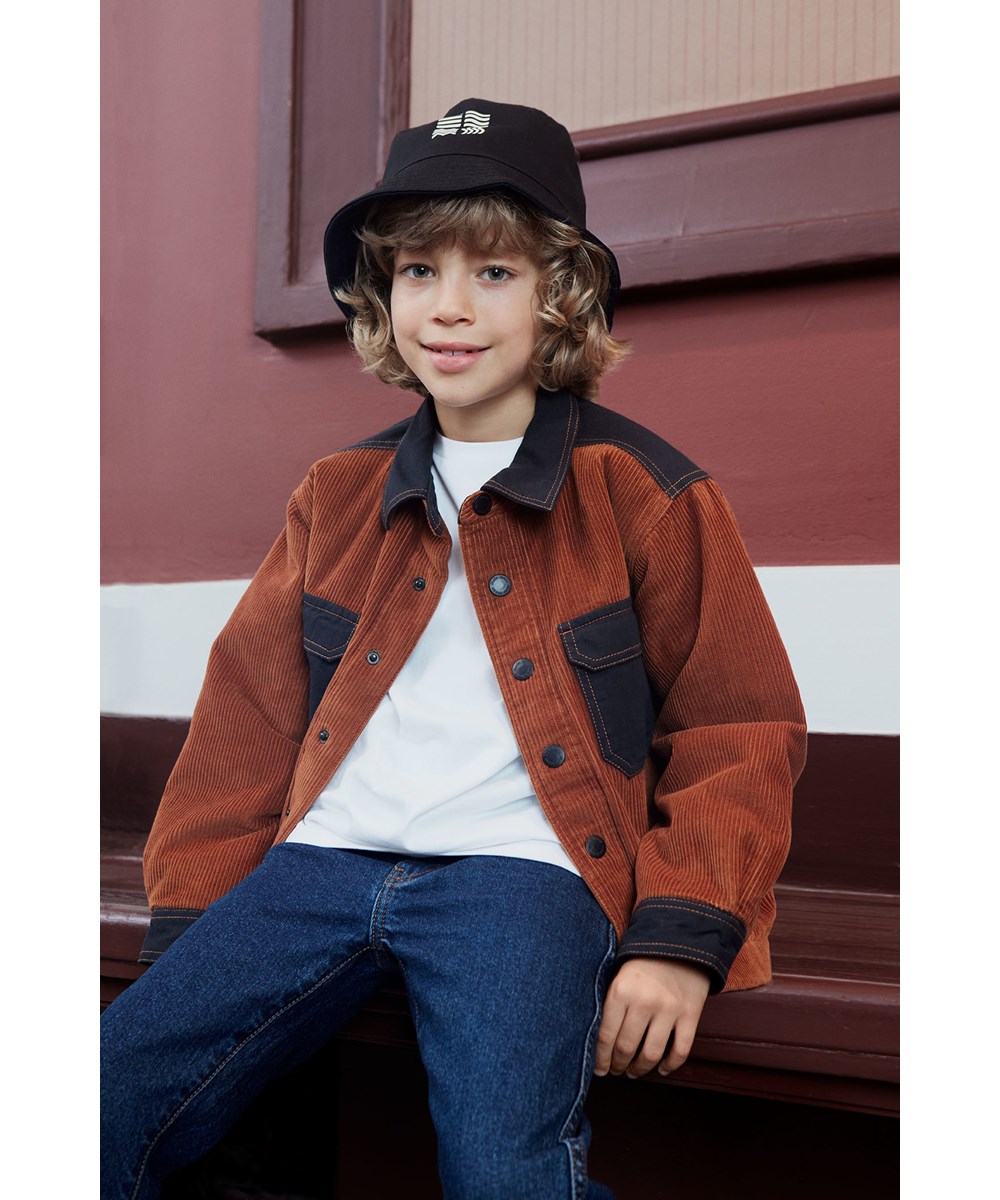 Henley - Iron - Brun overshirt i brun sammet 