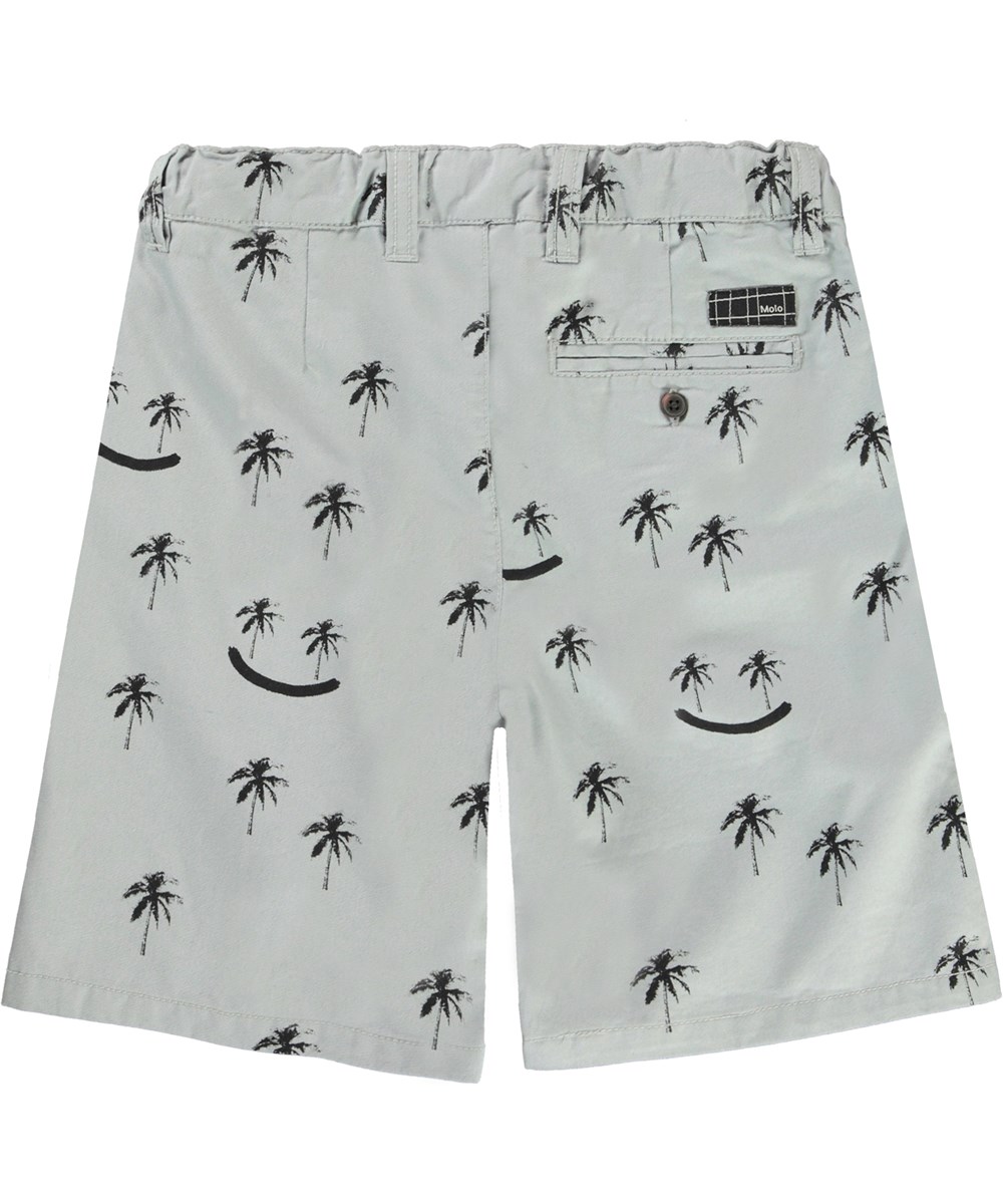 Ajvin - Happy Palmtrees - Grå shorts med svarta palmer.