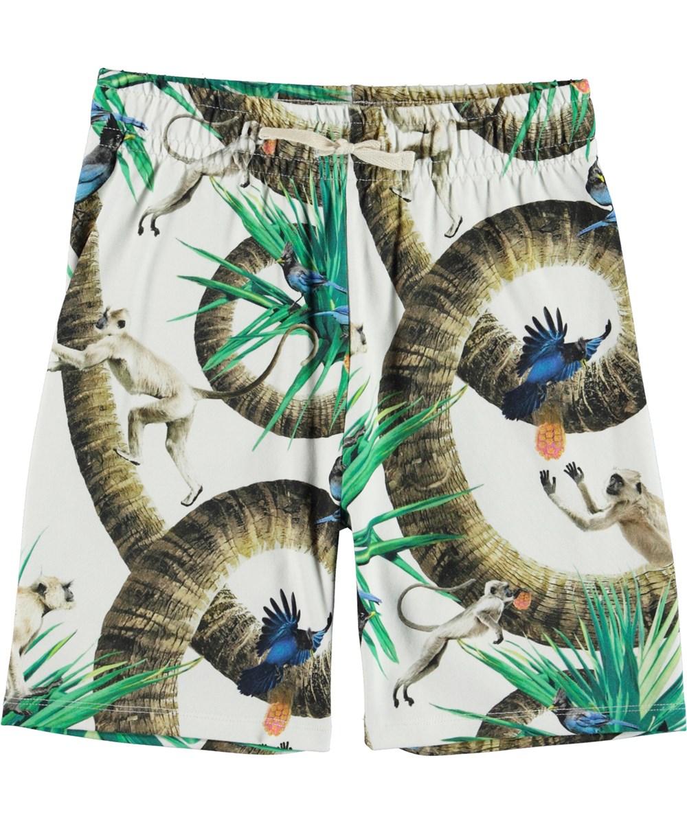 Alim - Monkey Business - Ekologiska shorts med knytband och elastisk midja i "Monkey Business".