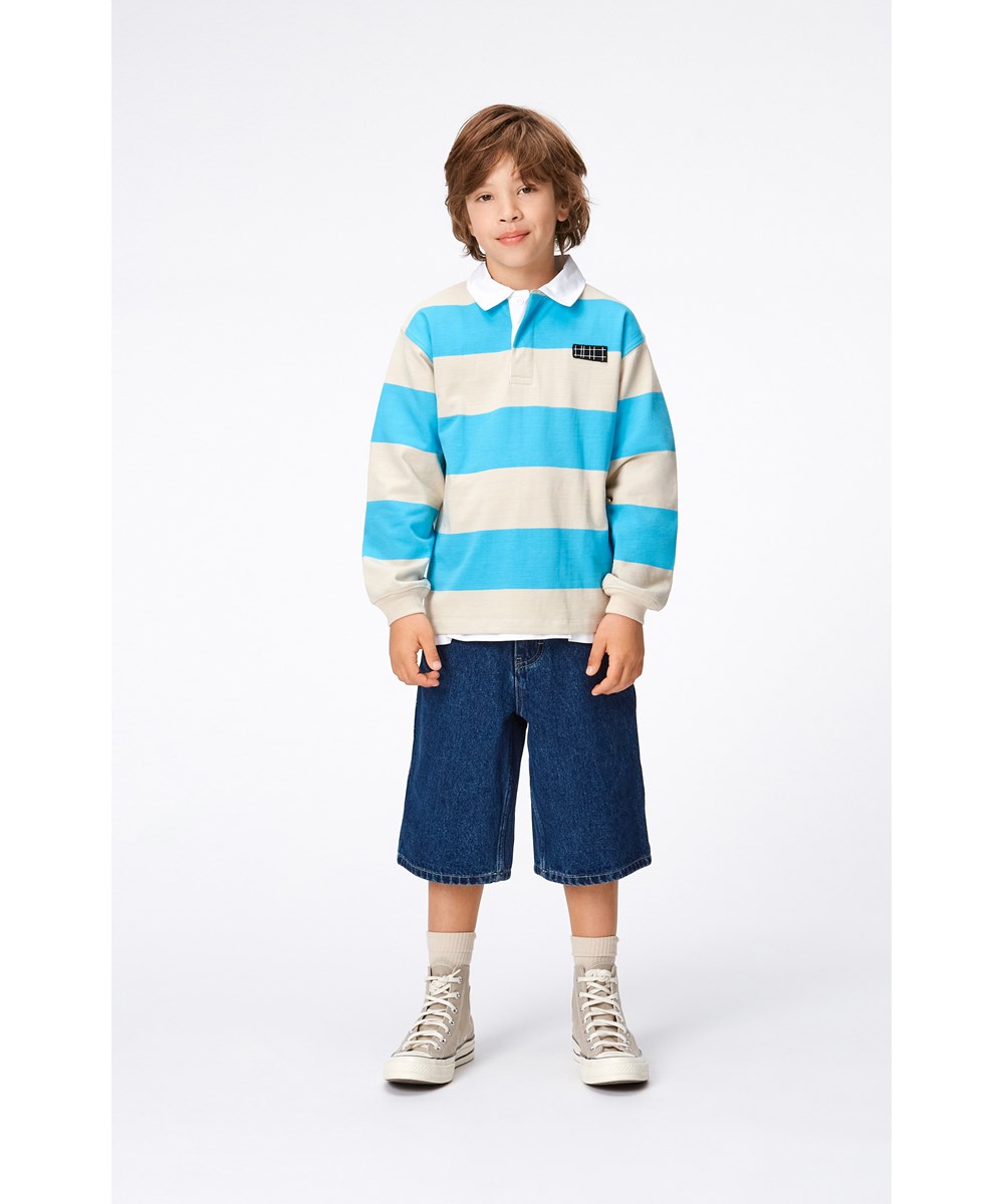 Alpha - Blue Denim - Mörkblå jeansshorts.