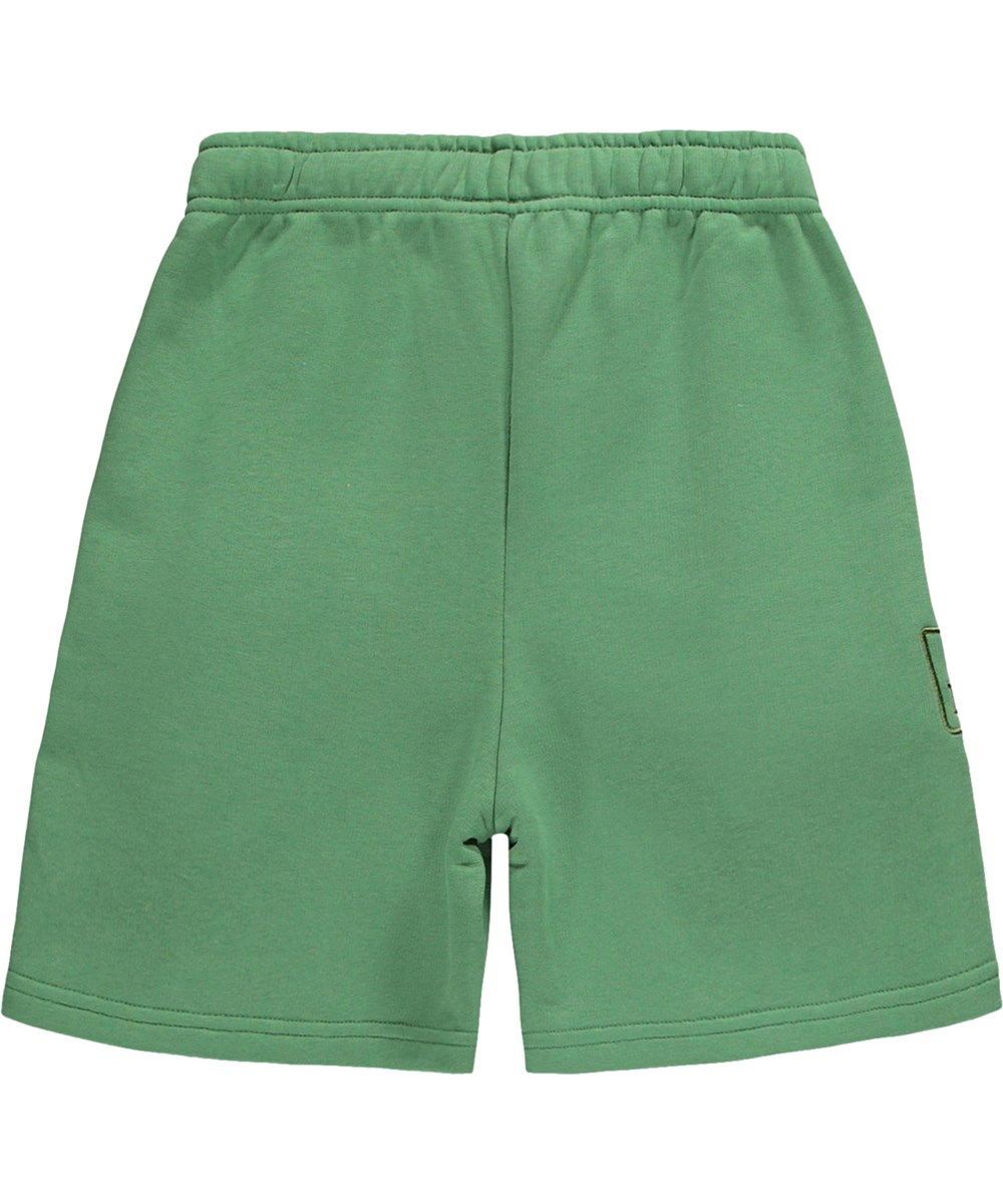 Amil - Groovy Green - Gröna shorts för barn i ekologisk bomullsjersey med ett broderi