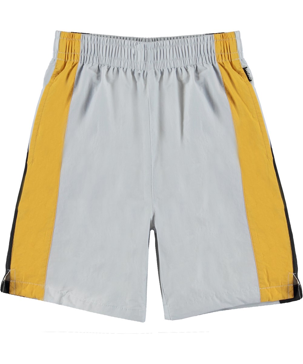 Ardor - Multi Colour - Grå shorts med breda ränder i gult och svart.