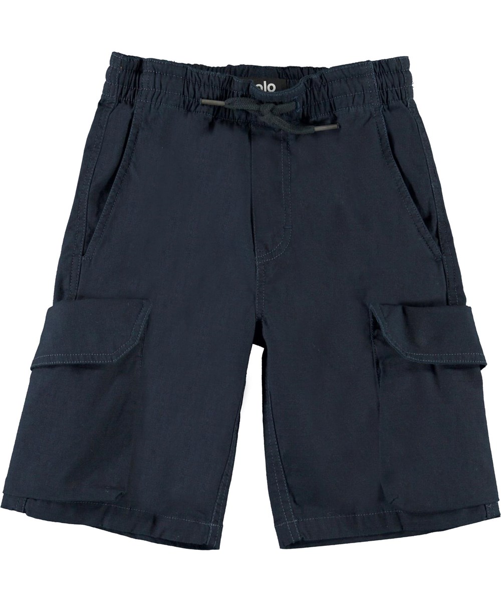 Argod - Dark Navy - Mörkblå cargoshorts med fickor