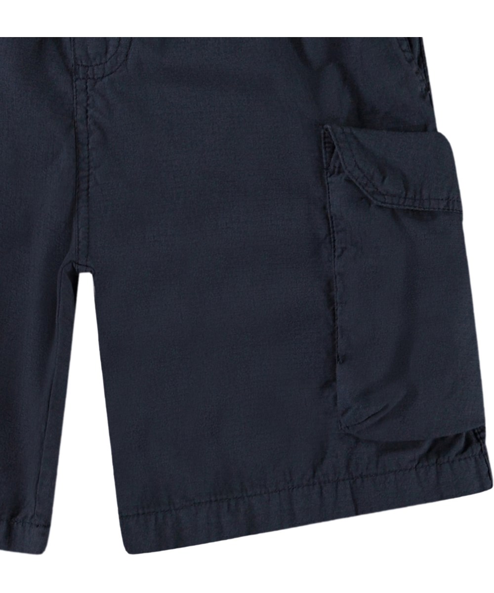 Argod - Outer Space - Mörkblå cargoshorts i ekologisk bomull för barn.
