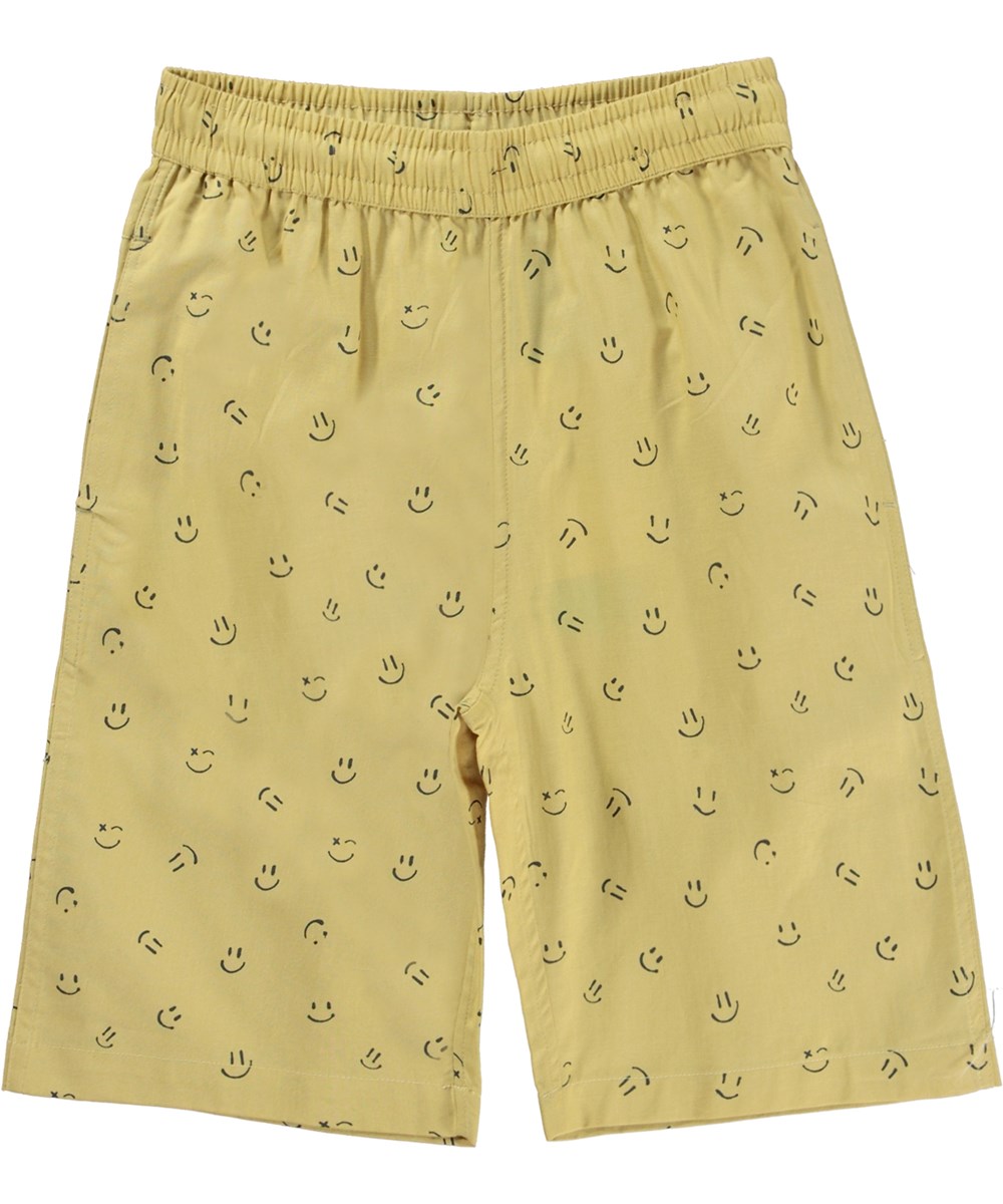 Arrow - Happy Mini - Currygula ekologiska shorts med smileys.