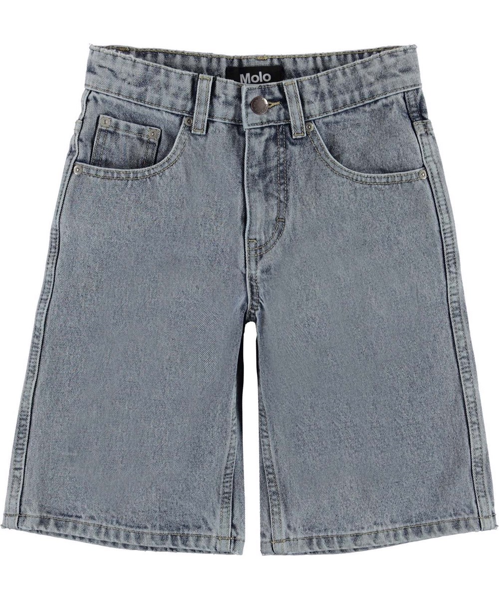 Art - Light Stone Denim - Knälånga ljusa denimshorts.