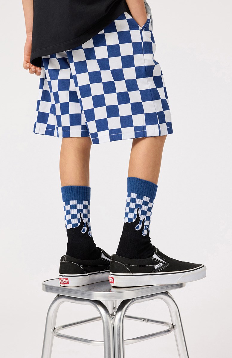 Aubery - Best Blue Check - Shorts i ekologisk bomull för barn.