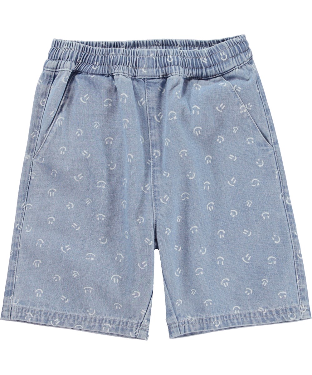 Avart - Happy Mini - Blå jeansshorts med smileys.