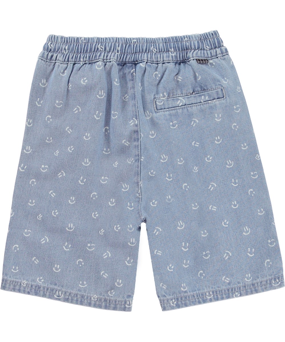 Avart - Happy Mini - Blå jeansshorts med smileys.