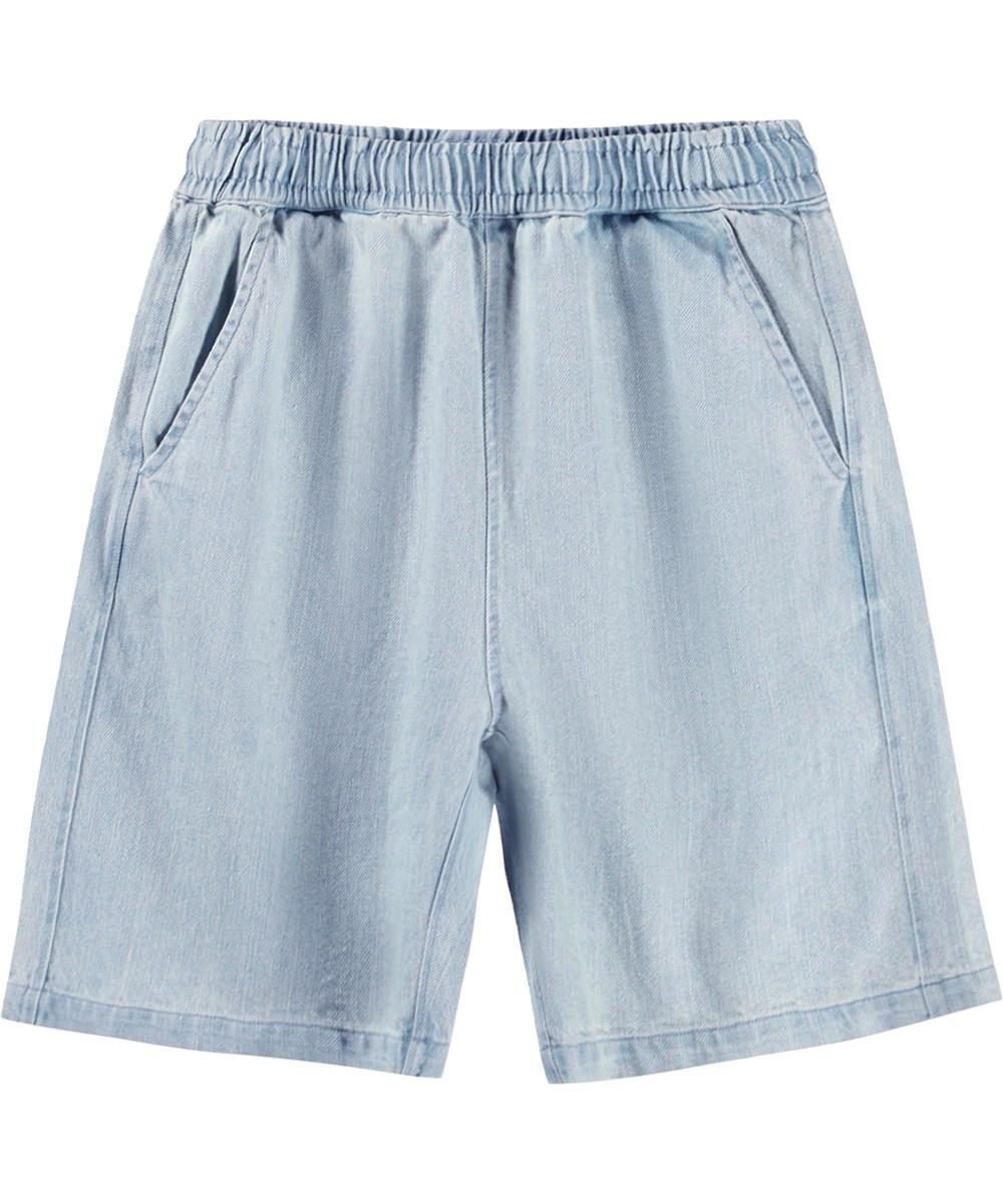 Avart - Misty Denim - Ljusblå, knälånga jeansshorts för barn i ekologisk bomull