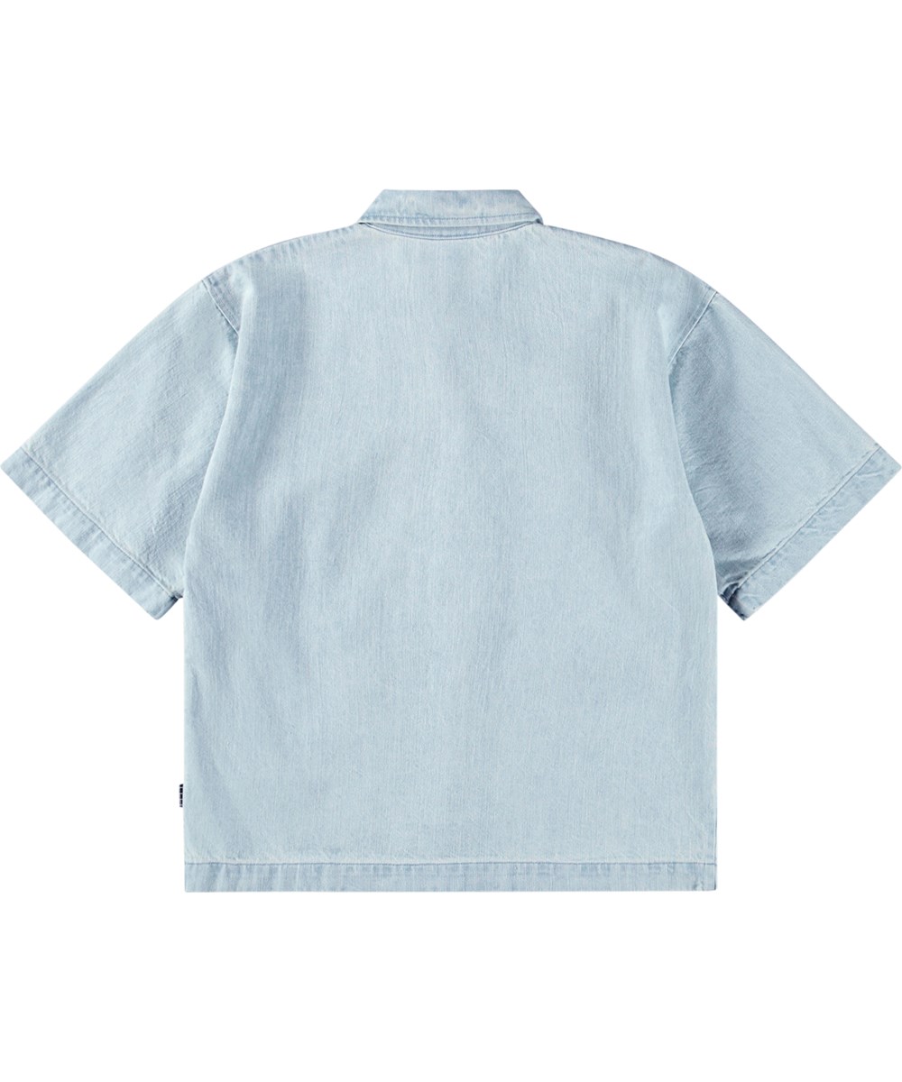 Richie - Misty Denim - Överdimensionerad jeansskjorta för barn i ekologisk bomull