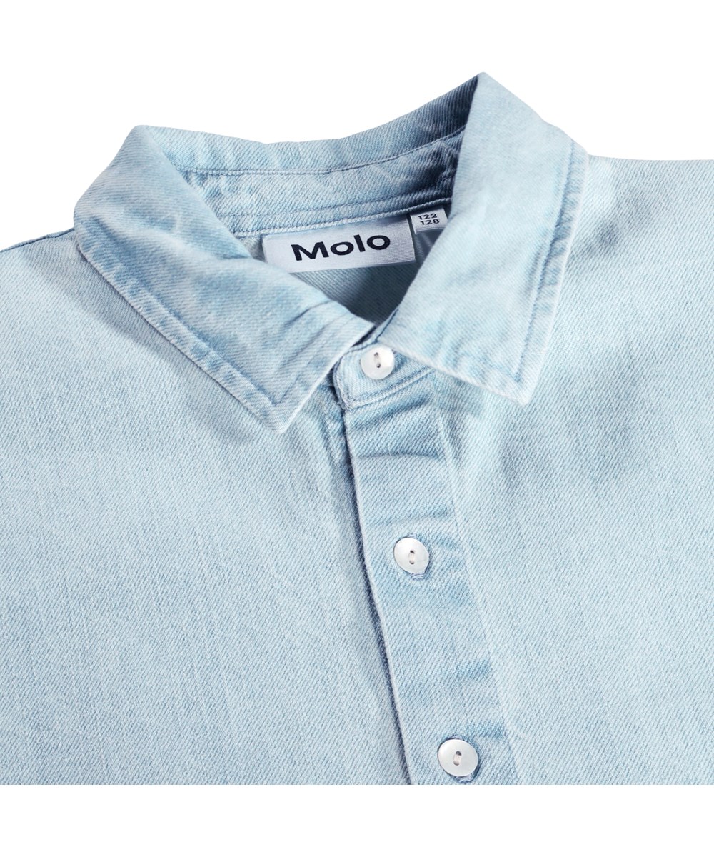 Richie - Misty Denim - Överdimensionerad jeansskjorta för barn i ekologisk bomull