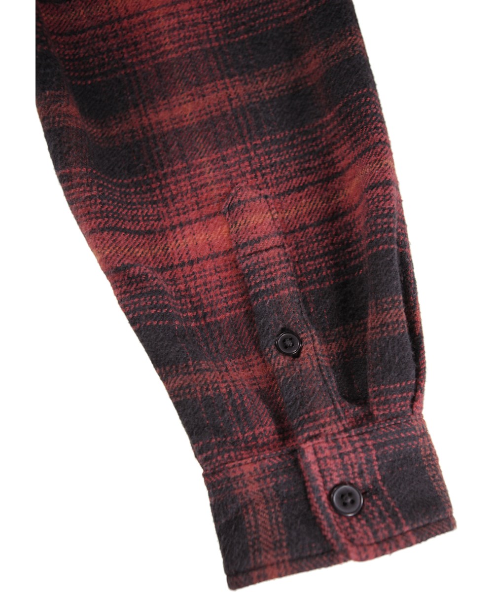 Rizz - Dark Red Check - Svart och rödrutig skjorta för barn gjord av bomull.