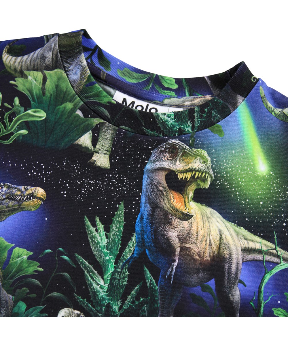 Ralphie - Dinorama - T-shirt för barn i mjuk ekologisk bomull med tryck, korta ärmar och en ribbad halsringning.