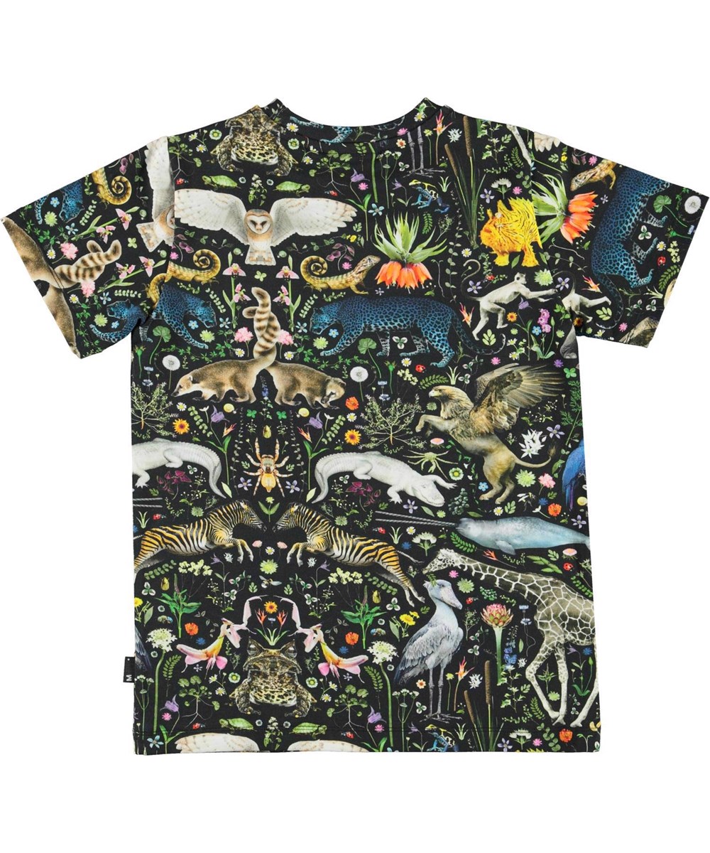 Ralphie - Faunatastic - Ekologisk svart t-shirt med plantor och djur.