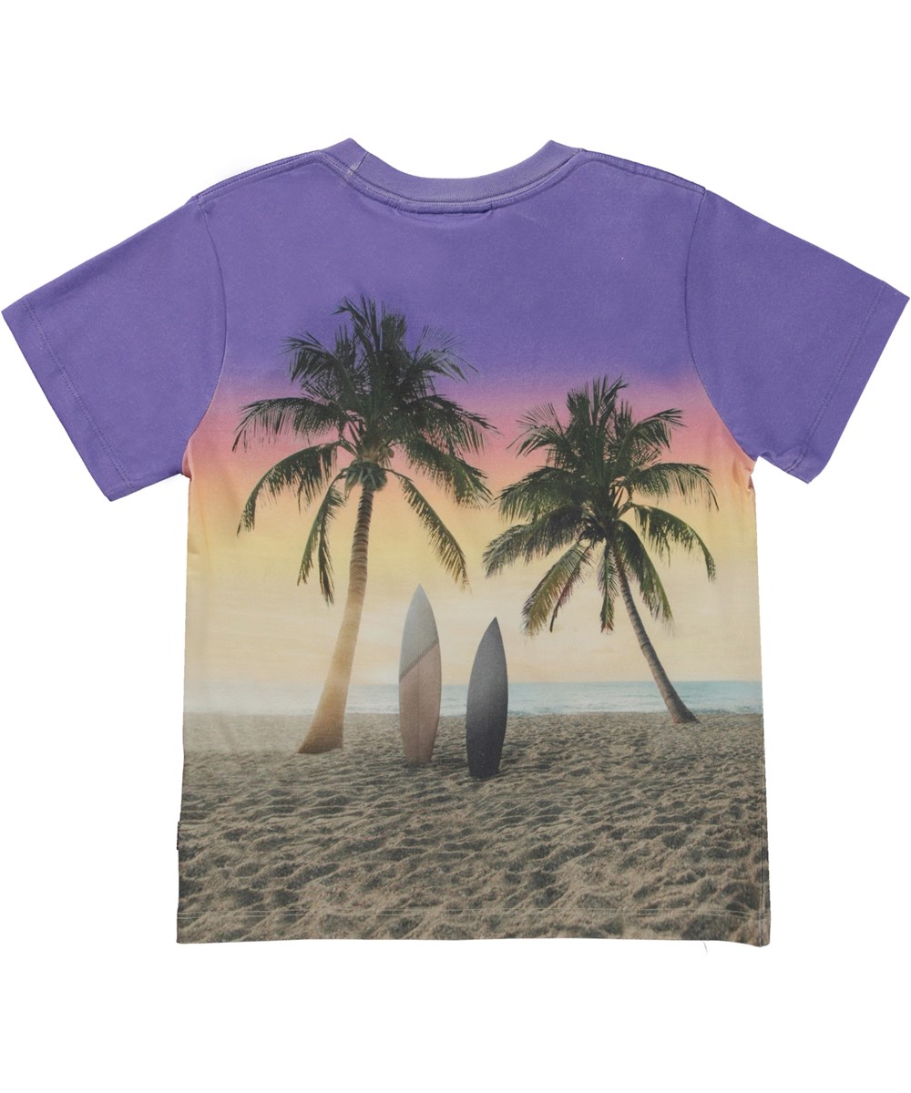 Rame - Evening Beach - Ekologisk t-shirt med solnedgång och jeep.