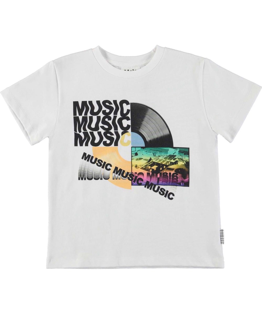 Rame - Music Collage - Vit t-shirt med musik lp collage.