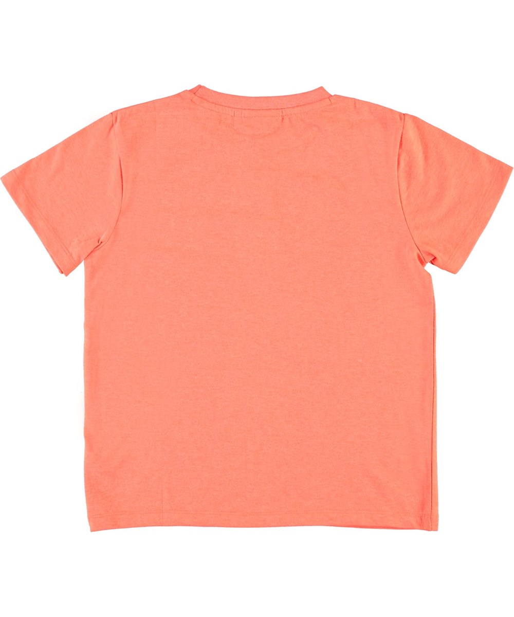 Rame - Neon Coral - korallröd smiley t-shirt med palmer