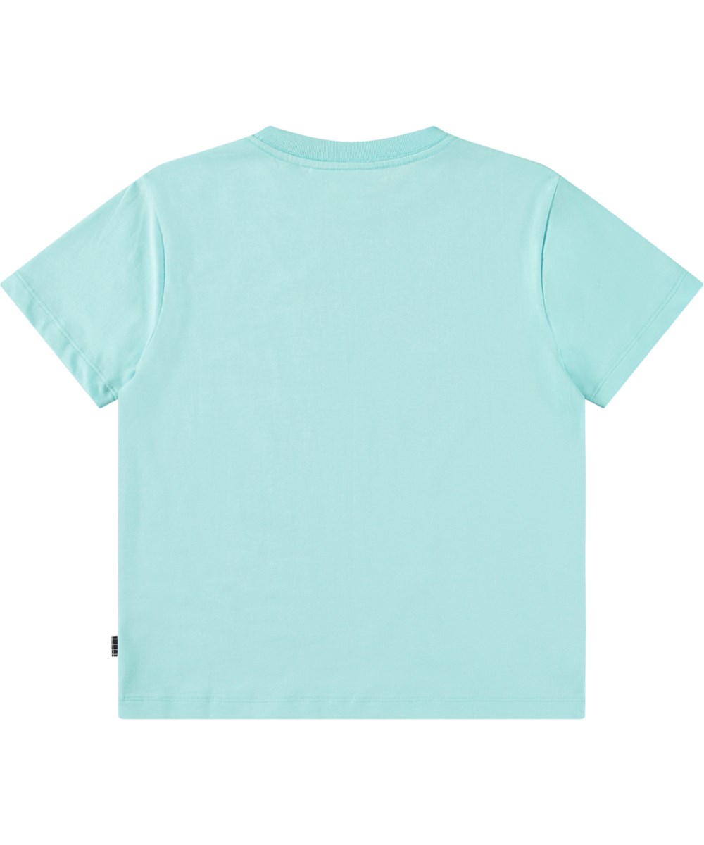 Rame - Water Smile Blue - Blå T-shirt för barn i ekologisk bomull med korta ärmar och ribbad halsringning.