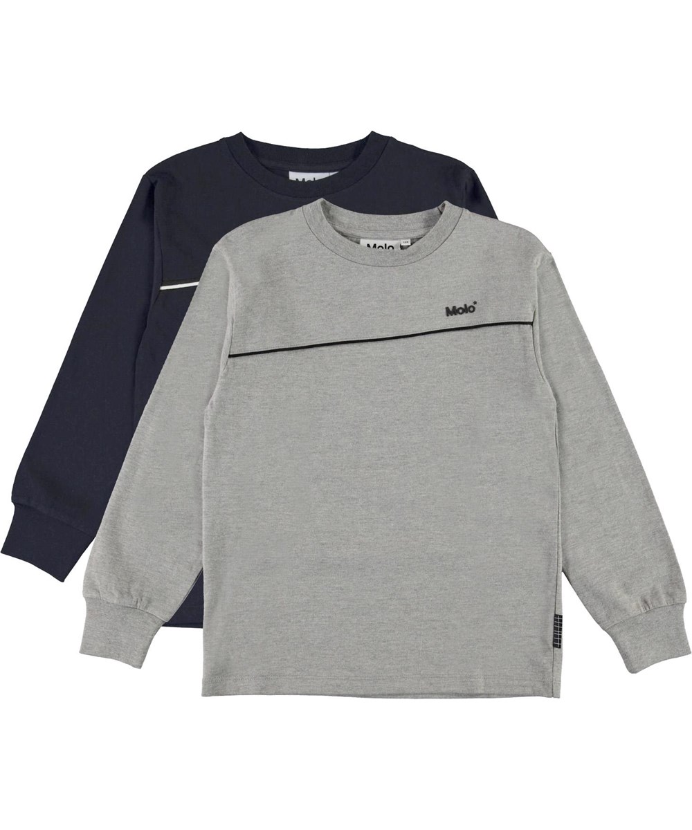 Rasmono 2-Pack - Navy Grey - Ekologisak 2-pack basic tröja blå och grå