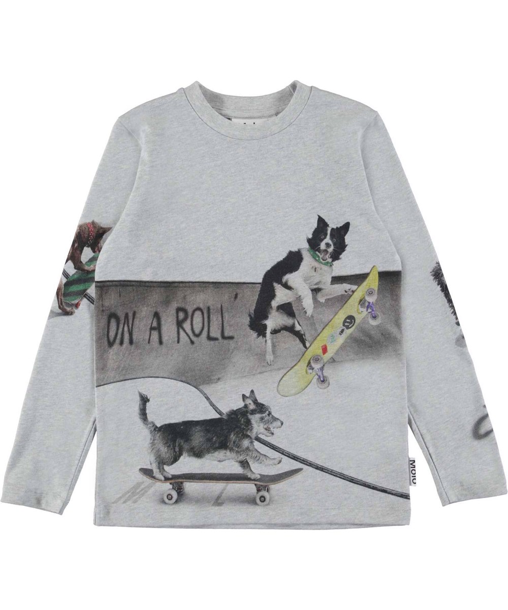 Reif - Doggy Skatepark - Långärmad t-shirt i ekologisk bomull i hundskatemönstret "Doggy Skatepark".