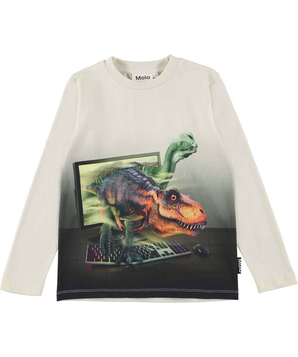 Reif - Hello Dino - Långärmad t-shirt i ekologisk bomull i dinosaurgamer mönstret "Hello Dino".