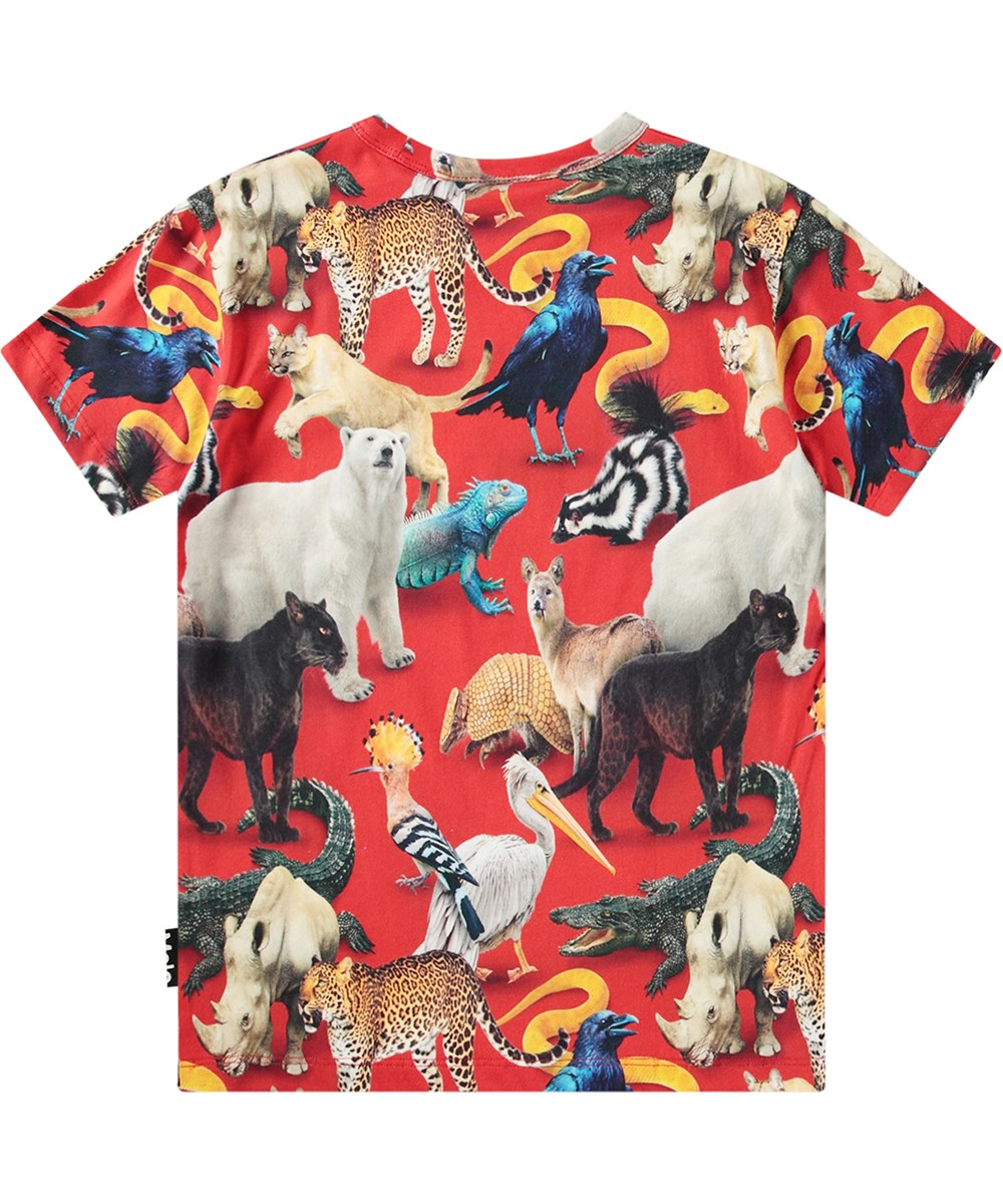 Riley - Animal Mix - Multifärgad T-shirt i ekologisk bomull med djurtryck.