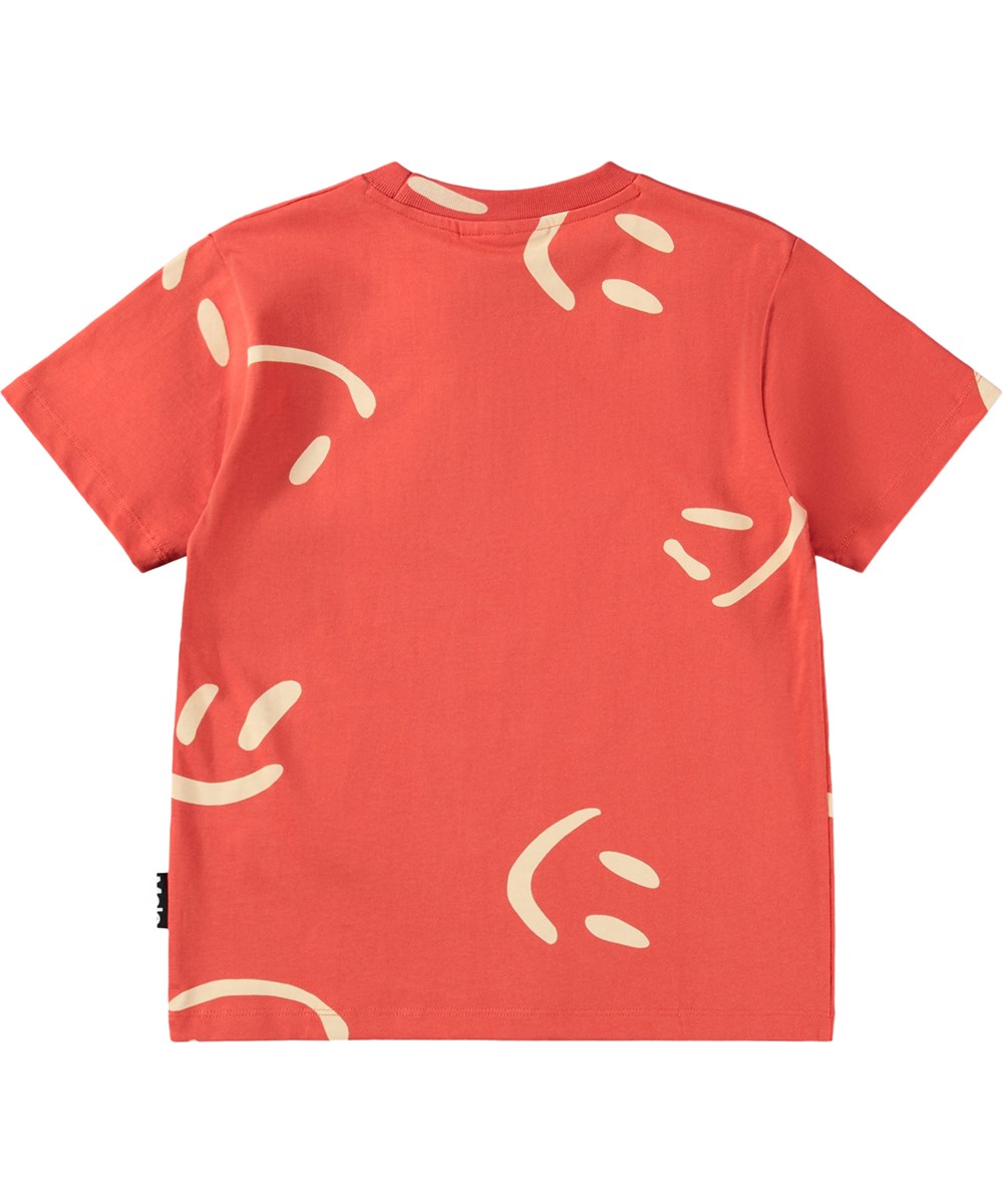 Riley - Big Smiles Red - Röd T-shirt för barn i ekologisk bomull