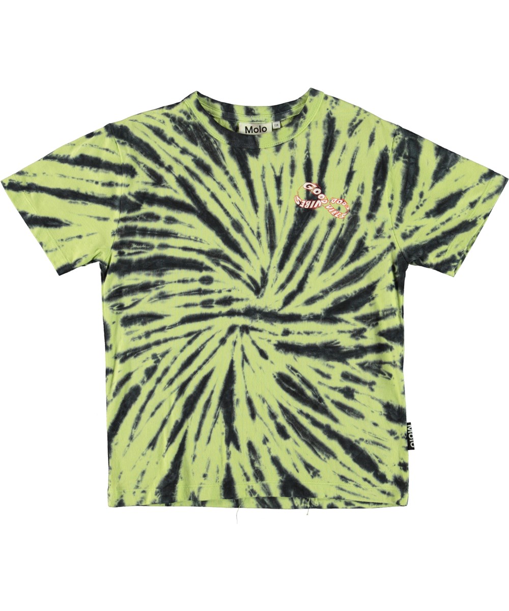 Riley - Galactic Swirl - Ekologisk t-shirt med grön tie-dye.