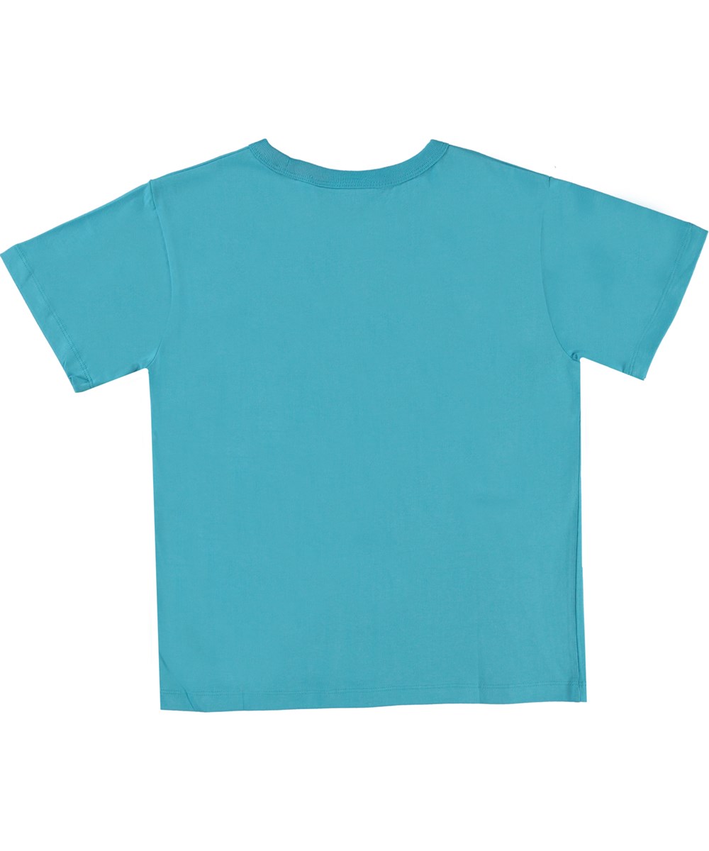 Riley - Horizon - Blå ekologisk t-shirt med grafiskt retromönster.