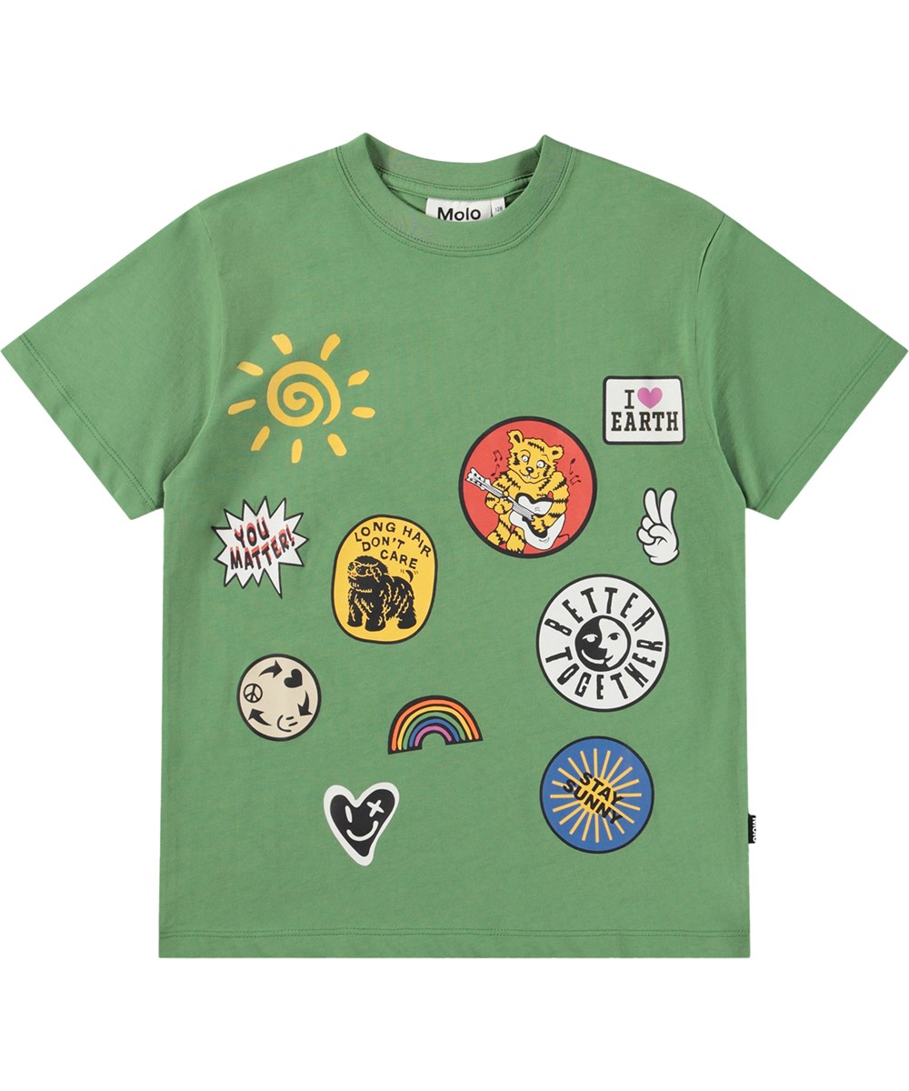 Riley - Patch Batch - Grön T-shirt för barn i ekologisk bomull