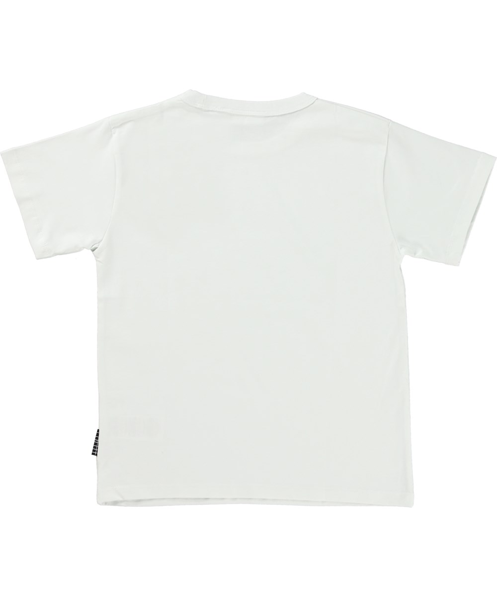 Riley - White - Vit ekologisk t-shirt med dinosaurier.