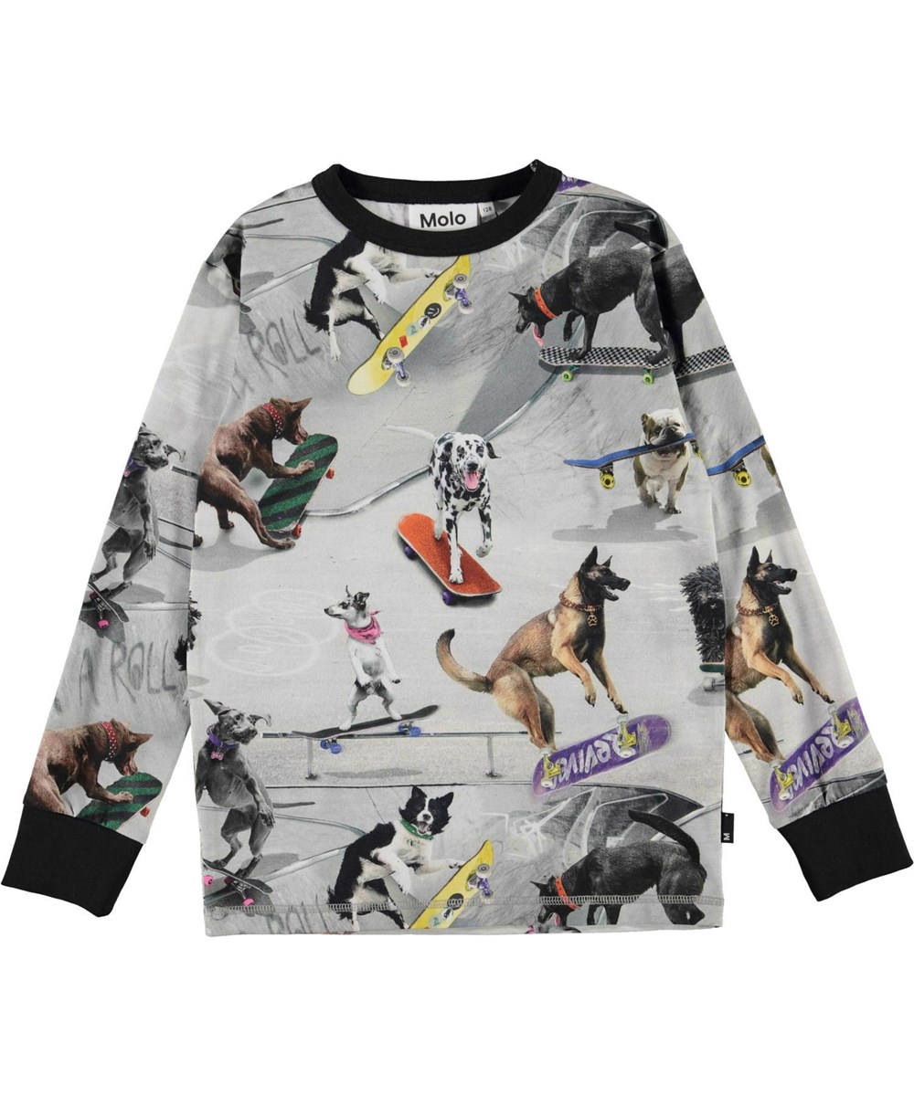 Rill - Doggy Town - Ekologisk långärmad t-shirt med hundskate mönstret "Doggy Town".