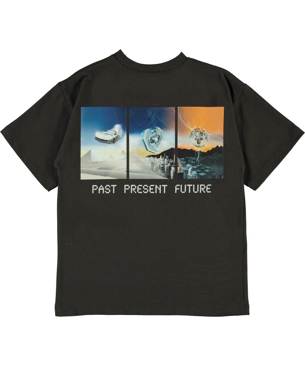 Rilly - Brown Darkness - Brun t-shirt med framtids-print