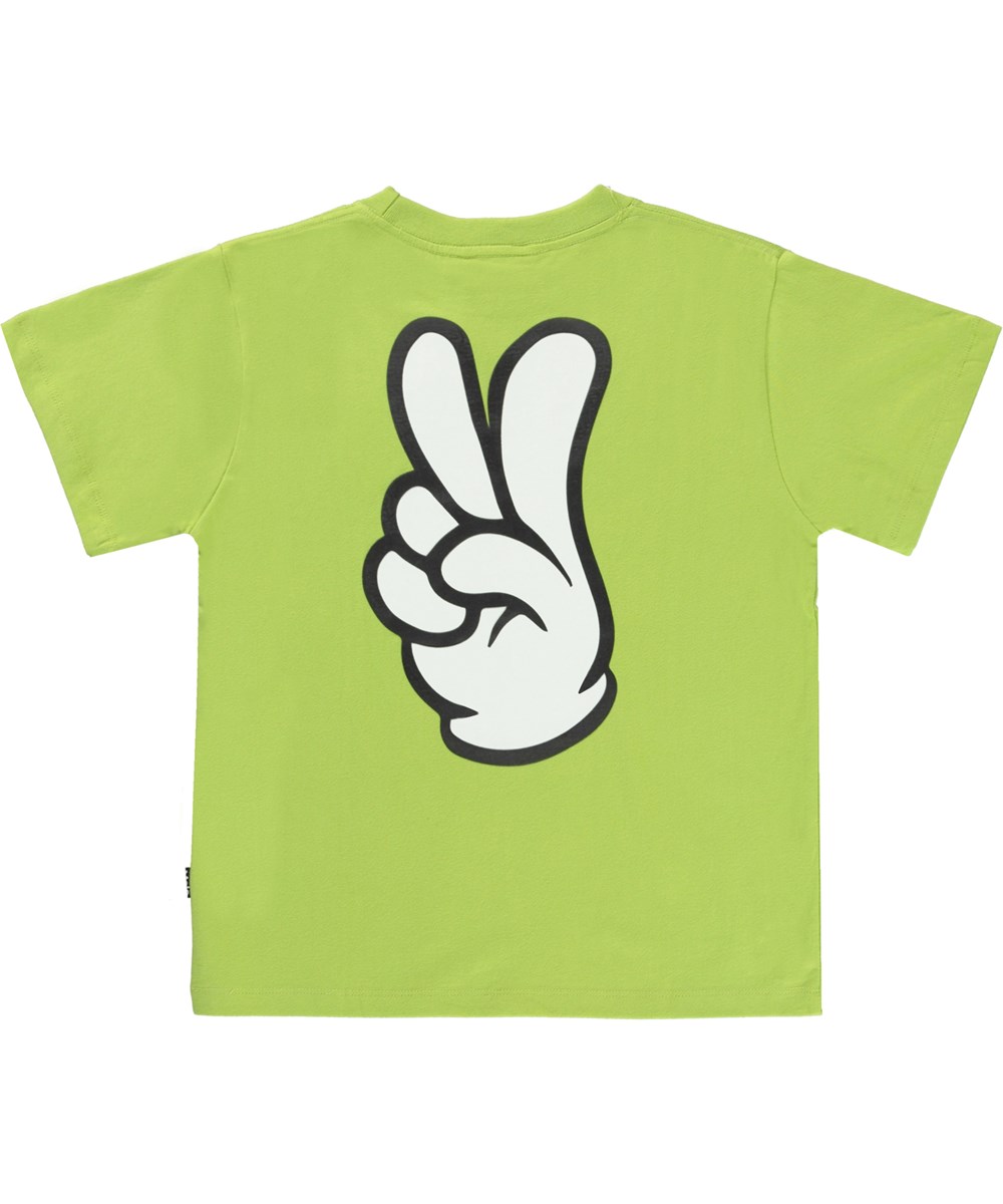 Rodney - Galactic Green - Ekologisk neongrön t-shirt med peace.