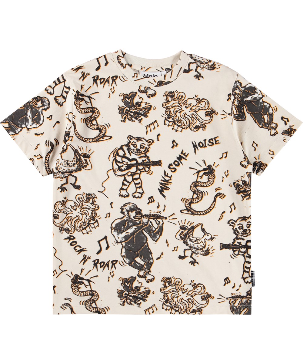 Rodney - Make Some Noise - Beige T-shirt för barn i ekologisk bomull