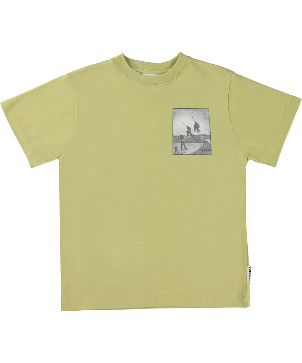 Rodney - Sequence Skate - Grön ekologisk t-shirt med skejtmönster.