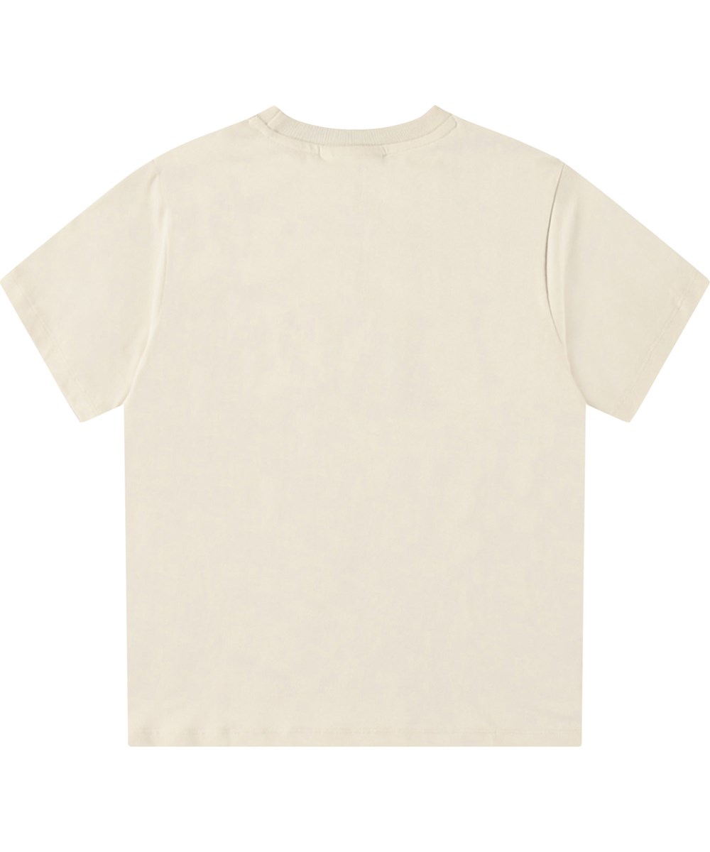 Rodney - United - Off-white t-shirt med tryck för barn i ekologisk bomull med korta ärmar och ribbad halsringning.