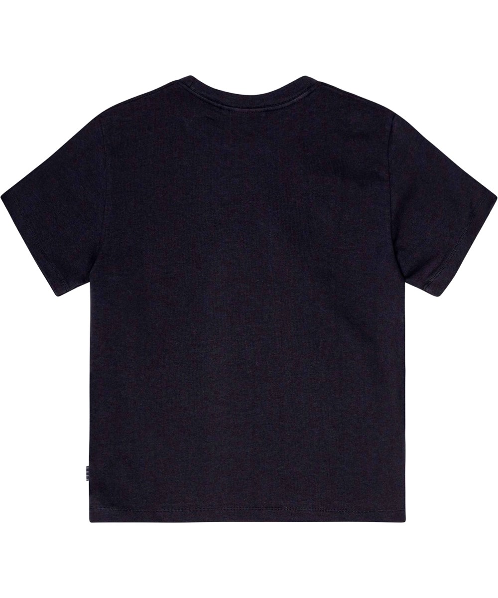 Rodney - VR Headset - Oversized svart T-shirt med VR-inspirerat tryck på framsidan.