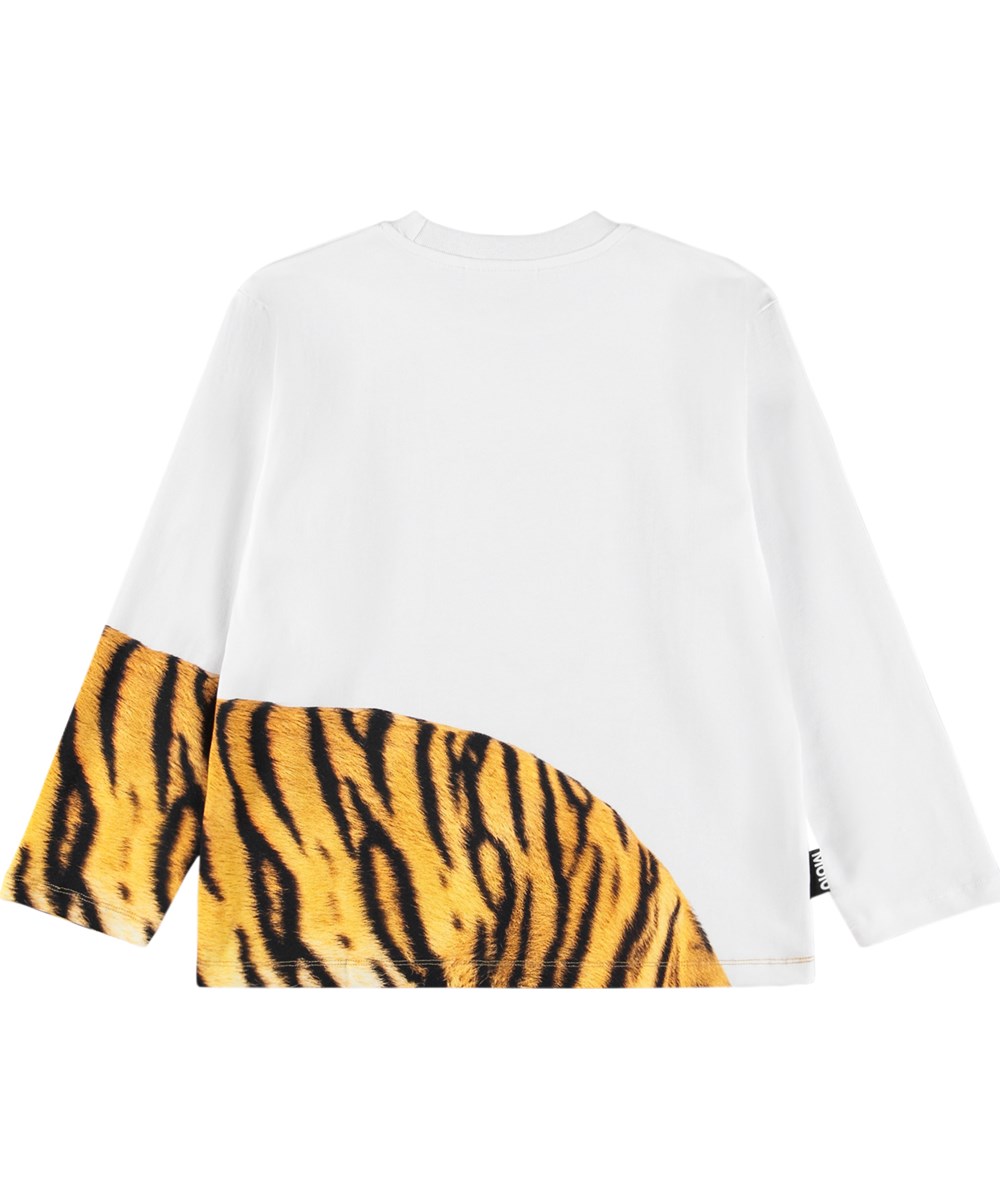 Rollo - Tiger Portrait - Vit sweatshirt för barn i ekologisk bomull