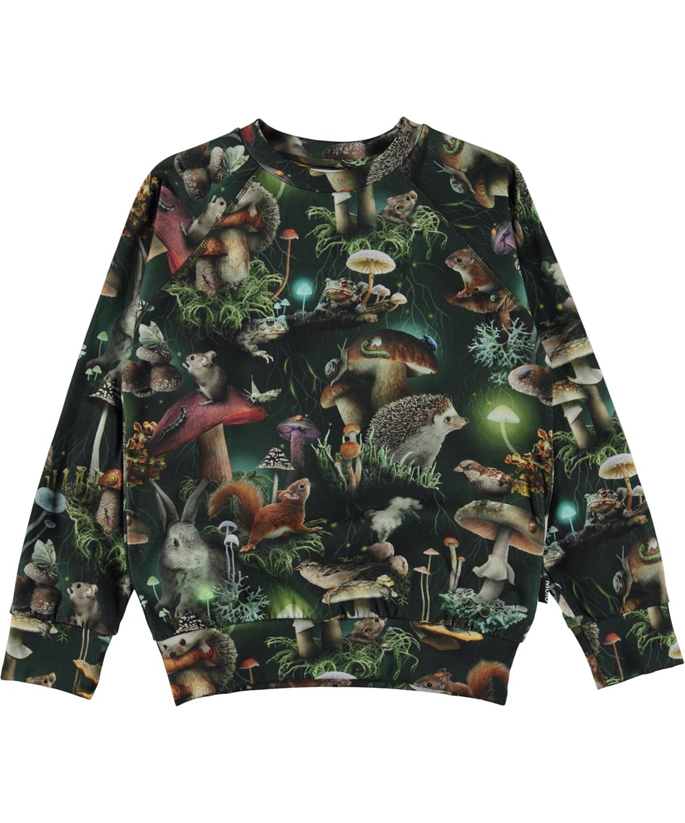 Romeo - Fungi Life - Svart ekologisk långärmad t-shirt med svampmönster.