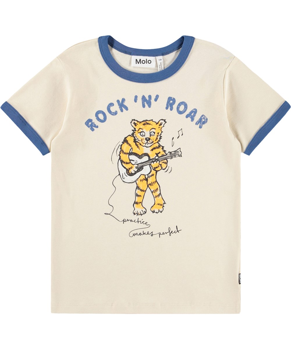 Ronnie - Summer Sand - Vit T-shirt för barn i ekologisk bomull