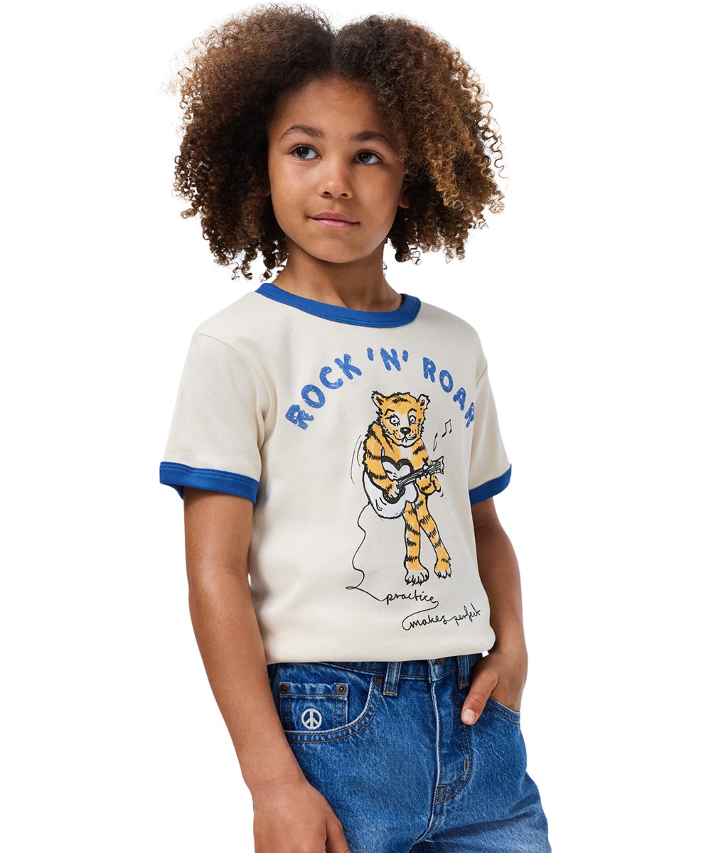 Ronnie - Summer Sand - Vit T-shirt för barn i ekologisk bomull