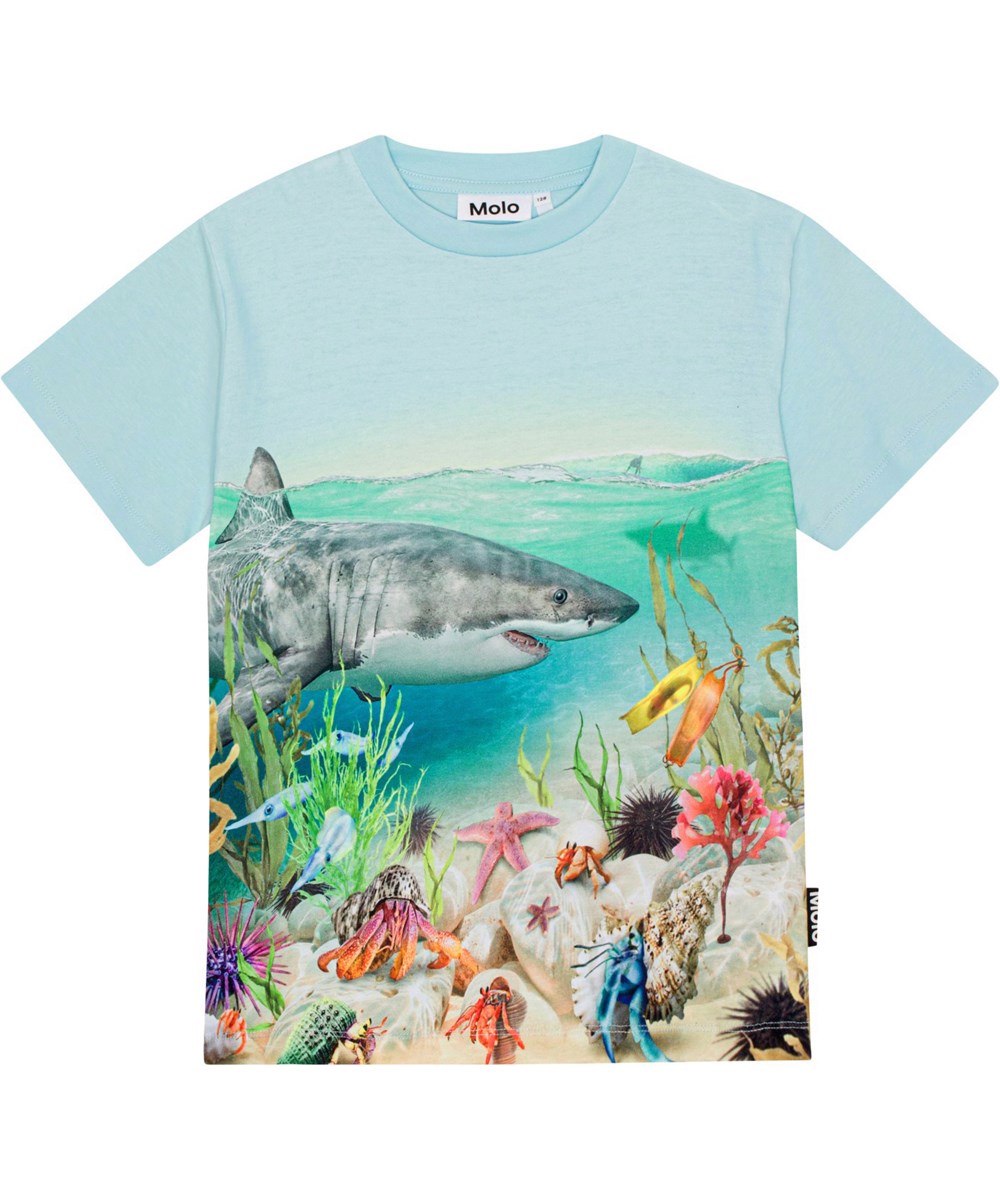 Roxo - Shore Life - Blå ekologisk t-shirt med hajar.