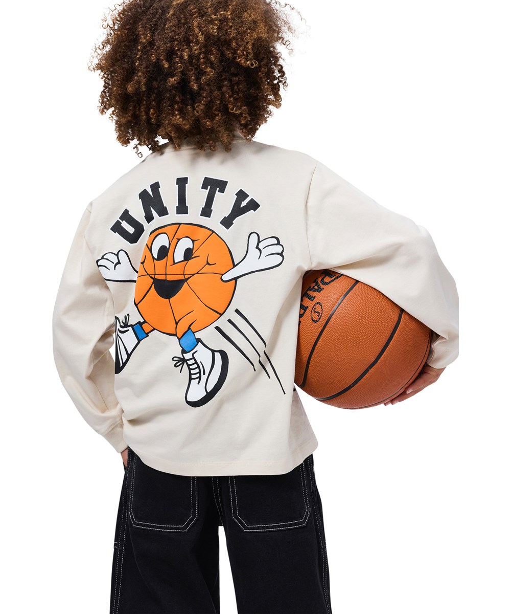 Rube - Basket Mascots - Beige långärmad topp för barn i ekologisk bomull